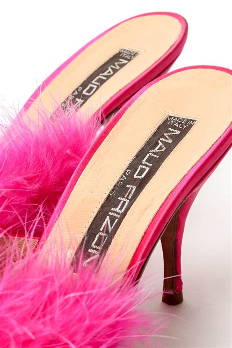 Vintage Maud Frizon Shocking Pink Marabou Mule .